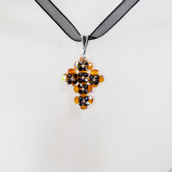 Pendant 40cm - Ululani-Black Organza - Pendant 40cm - Laiton argenté